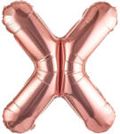 Flippy Balon Folie Metalizata Litera X, Flippy, 80 cm, Umflati cu Heliu sau Aer, Ambalaj Individual, Pai inclus, Rose Gold (teo-129504)