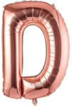 Flippy Balon Folie Metalizata Litera D, Flippy, 100 cm, Umflati cu Heliu sau Aer, Ambalaj Individual, Pai inclus, Rose Gold (teo-129406)
