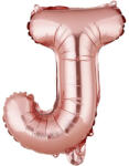 Flippy Balon Folie Metalizata Litera J, Flippy, 40 cm, Umflati cu Heliu sau Aer, Ambalaj Individual, Pai inclus, Rose Gold (teo-127250)