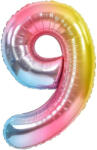 Flippy Balon din Folie Metalizata Gradient Flippy, Figurina Cifra, Tema Aniversare 100 cm, Ambalaj Individual, Pai inclus, Umflare cu Aer sau Heliu, Multicolor, Cifra 9 (teo-127095)