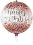 Flippy Balon din Folie Metalizata, Flippy, Figurina Rotunda 4D, Model Happy Birthday, Tema Aniversare, 24 x 63 cm, Ambalaj Individual, Pai inclus, Umflare cu Aer sau Heliu, Maro (teo-131335)