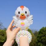 Flippy Balon din Folie Metalizata, Flippy, Figurine Animalute, Tip Bratara, Model Gaina, Ambalaj Individual, Pai Inclus, Umflare cu Aer sau Heliu, Alb (teo-133951)