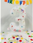 Flippy Balon din Folie Metalizata, Flippy, Figurina Cifra, Model 3 cu Happy Birthday Scris, Tema Aniversare 81 cm, Ambalaj Individual, Pai Inclus, Umflare cu Aer sau Heliu, Alb (teo-133939)