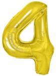 Flippy Balon din Folie Metalizata Flippy, Figurina Cifra, Tema Aniversare 80 cm, Ambalaj Individual, Pai inclus, Umflare cu Aer sau Heliu, Auriu, Cifra 4 (TEO-130600)