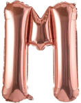 Flippy Balon Folie Metalizata Litera M, Flippy, 100 cm, Umflati cu Heliu sau Aer, Ambalaj Individual, Pai inclus, Rose Gold (teo-129415)