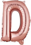 Flippy Balon Folie Metalizata Litera D, Flippy, 40 cm, Umflati cu Heliu sau Aer, Ambalaj Individual, Pai inclus, Rose Gold (teo-127244)