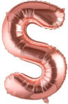 Flippy Balon Folie Metalizata Litera S, Flippy, 80 cm, Umflati cu Heliu sau Aer, Ambalaj Individual, Pai inclus, Rose Gold (teo-129499)