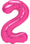 Flippy Balon din Folie Metalizata Flippy, Figurina Cifra, Tema Aniversare 40 cm, Ambalaj Individual, Pai inclus, Umflare cu Aer sau Heliu, Roz, Cifra 2 (teo-129188)