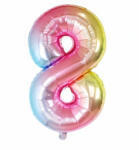 Flippy Balon din Folie Metalizata Flippy, Figurina Cifra, Tema Aniversare 40 cm, Ambalaj Individual, Pai inclus, Umflare cu Aer sau Heliu, Multicolor, Cifra 8 (teo-129234)