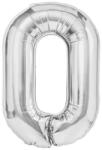 Flippy Balon din Folie Metalizata, Flippy, Figurina Cifra, Tema Aniversare 100 cm, Ambalaj Individual, Pai inclus, Umflare cu Aer sau Heliu, Argintiu, Cifra 0 (teo-127097)