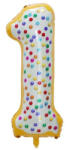 Flippy Balon din Folie Metalizata Flippy, Figurina Cifra, Model Candy, Tema Aniversare 100 cm, Ambalaj Individual, Pai inclus, Umflare cu Aer sau Heliu, Multicolor, Cifra 1 (teo-129127)