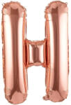 Flippy Balon Folie Metalizata Litera H, Flippy, 100 cm, Umflati cu Heliu sau Aer, Ambalaj Individual, Pai inclus, Rose Gold (teo-129410)