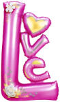 Flippy Balon din Folie Metalizata, Flippy, Figurine, Model LOVE, Tematica Iubire, 110x64 cm, Ambalaj Individual, Pai Inclus, Umflare cu Aer sau Heliu, Mov (teo-127516)