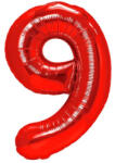 Flippy Balon din Folie Metalizata Flippy, Figurina Cifra, Tema Aniversare 100 cm, Ambalaj Individual, Pai inclus, Umflare cu Aer sau Heliu, Rosu, Cifra 9 (teo-129105)