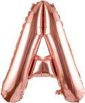 Flippy Balon Folie Metalizata Litera A, Flippy, 80 cm, Umflati cu Heliu sau Aer, Ambalaj Individual, Pai inclus, Rose Gold (teo-129481)