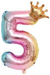 Flippy Balon din Folie Metalizata, Flippy, Figurina Cifra Gradient, Tema Aniversare 80 cm, Ambalaj Individual, Pai inclus, Umflare cu Aer sau Heliu, Coronita, Cifra 5 (teo-127158)