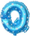 Flippy Balon Folie Metalizata Litera Q, Flippy, 40 cm, Cu Imprimeu Stelute, Umflati cu Heliu sau Aer, Ambalaj Individual, Pai inclus, Albastru (teo-129575)