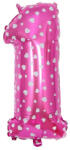 Flippy Balon din Folie Metalizata Flippy, Figurina Cifra, Imprimeu Inimi, Tema Aniversare 80 cm, Ambalaj Individual, Pai inclus, Umflare cu Aer sau Heliu, Roz, Cifra 1 (teo-127166)