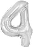 Flippy Balon din Folie Metalizata, Flippy, Figurina Cifra, Tema Aniversare 40 cm, Ambalaj Individual, Pai inclus, Umflare cu Aer sau Heliu, Argintiu, Cifra 4 (teo-129210)