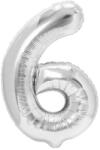Flippy Balon din Folie Metalizata, Flippy, Figurina Cifra, Tema Aniversare 100 cm, Ambalaj Individual, Pai inclus, Umflare cu Aer sau Heliu, Argintiu, Cifra 6 (teo-127103)