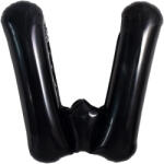 Flippy Balon Folie Metalizata Litera W, Flippy, 40 cm, Umflati cu Heliu sau Aer, Ambalaj Individual, Pai inclus, Negru (teo-129373)