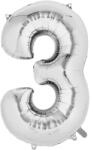 Flippy Balon din Folie Flippy, Cifra 3, 81 cm, Pentru Aer sau Heliu, Bulk, Argintiu (teo-126191)