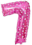 Flippy Balon din Folie Metalizata Flippy, Figurina Cifra, Imprimeu Inimi, Tema Aniversare 80 cm, Ambalaj Individual, Pai inclus, Umflare cu Aer sau Heliu, Roz, Cifra 7 (teo-127173)