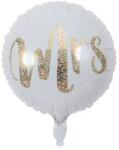 Flippy Balon din Folie Metalizata, Flippy, Figurina Cerc, Model MRS, Tematica Nunta, 45 cm, Ambalaj Individual, Pai Inclus, Umflare cu Aer sau Heliu, Alb (teo-130781)