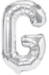 Flippy Balon Folie Metalizata Litera G, Flippy, 80 cm, Umflati cu Heliu sau Aer, Ambalaj Individual, Pai inclus, Argintiu (teo-129461)