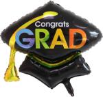 Flippy Balon din Folie Metalizata, Flippy, Figurina, Model Toca Congrats Grad, Tematica Absolvire, 66x66 cm, Ambalaj Individual, Pai Inclus, Umflare cu Aer sau Heliu, Negru (teo-130791)