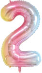Flippy Balon din Folie Metalizata Gradient Flippy, Figurina Cifra, Tema Aniversare 100 cm, Ambalaj Individual, Pai inclus, Umflare cu Aer sau Heliu, Multicolor, Cifra 2 (teo-127088)