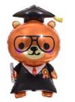 Flippy Balon din Folie Metalizata, Flippy, Figurine, Model Ursulet Absolvent, 70 cm, Ambalaj Individual, Pai Inclus, Umflare cu Aer sau Heliu, Maro Negru (teo-130789)