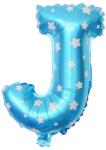 Flippy Balon Folie Metalizata Litera J, Flippy, 40 cm, Cu Imprimeu Stelute, Umflati cu Heliu sau Aer, Ambalaj Individual, Pai inclus, Albastru (teo-129568)