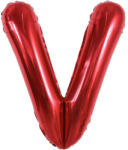 Flippy Balon Folie Metalizata Litera V, Flippy, 40 cm, Umflati cu Heliu sau Aer, Ambalaj Individual, Pai inclus, Rosu (teo-129398)