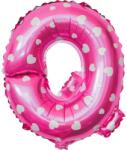 Flippy Balon Folie Metalizata Litera Q, Flippy, 40 cm, Cu Imprimeu Inimioare, Umflati cu Heliu sau Aer, Ambalaj Individual, Pai inclus, Roz (teo-129601)