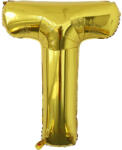 Flippy Balon Folie Metalizata Litera T, Flippy, 80 cm, Umflati cu Heliu sau Aer, Ambalaj Individual, Pai inclus, Auriu (teo-129448)