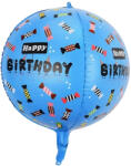 Flippy Balon din Folie Metalizata, Flippy, Figurine 4D, Model Happy Birthday, Tematica Aniversara Bombonele, 63x24 cm, Ambalaj Individual, Pai Inclus, Umflare cu Aer sau Heliu, Albastru (teo-127297)