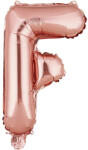 Flippy Balon Folie Metalizata Litera F, Flippy, 40 cm, Umflati cu Heliu sau Aer, Ambalaj Individual, Pai inclus, Rose Gold (teo-127246)