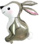 Flippy Balon din Folie Metalizata, Flippy, Ambalaj Individual, Pai Inclus, Model Iepure, Tema Animalute, 56x73 cm, Umflare cu Aer sau Heliu, Gri (teo-127467)