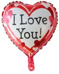 Flippy Balon din Folie Metalizata, Flippy, Figurina Inima, Model I Love You, Tema Ziua Indragostitilor, 45 cm, Ambalaj Individual, Pai Inclus, Umflare cu Aer sau Heliu, Rosu Alb (teo-131001)