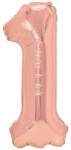Flippy Balon din Folie Metalizata Flippy, Figurina Cifra, Tema Aniversare 100 cm, Ambalaj Individual, Pai inclus, Umflare cu Aer sau Heliu, Coral, Rose, Cifra 1 (teo-127057)