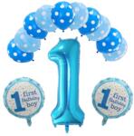Flippy Set 13 baloane Prima Aniversare, 10 baloane latex, 2 baloane rotunde folie, cifra 1, albastru (teo-129901)
