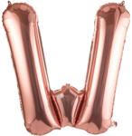 Flippy Balon Folie Metalizata Litera W, Flippy, 80 cm, Umflati cu Heliu sau Aer, Ambalaj Individual, Pai inclus, Rose Gold (teo-129503)