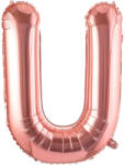 Flippy Balon Folie Metalizata Litera U, Flippy, 80 cm, Umflati cu Heliu sau Aer, Ambalaj Individual, Pai inclus, Rose Gold (teo-129501)