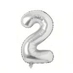 Flippy Balon din Folie Flippy, Cifra 2, 81 cm, Pentru Aer sau Heliu, Bulk, Argintiu (teo-126187)