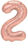 Flippy Balon din Folie Metalizata Flippy, Figurina Cifra, Tema Aniversare 40 cm, Ambalaj Individual, Pai inclus, Umflare cu Aer sau Heliu, Rose Gold, Cifra 2 (teo-129218)