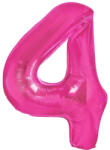 Flippy Balon din Folie Metalizata Flippy, Figurina Cifra, Tema Aniversare 40 cm, Ambalaj Individual, Pai inclus, Umflare cu Aer sau Heliu, Roz, Cifra 4 (teo-129190)