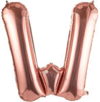 Flippy Balon Folie Metalizata Litera W, Flippy, 100 cm, Umflati cu Heliu sau Aer, Ambalaj Individual, Pai inclus, Rose Gold (teo-129425)