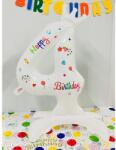 Flippy Balon din Folie Metalizata, Flippy, Figurina Cifra, Model 4 cu Happy Birthday Scris, Tema Aniversare 81 cm, Ambalaj Individual, Pai Inclus, Umflare cu Aer sau Heliu, Alb (teo-133940)