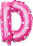 Flippy Balon Folie Metalizata Litera D, Flippy, 40 cm, Cu Imprimeu Inimioare, Umflati cu Heliu sau Aer, Ambalaj Individual, Pai inclus, Roz (teo-129588)